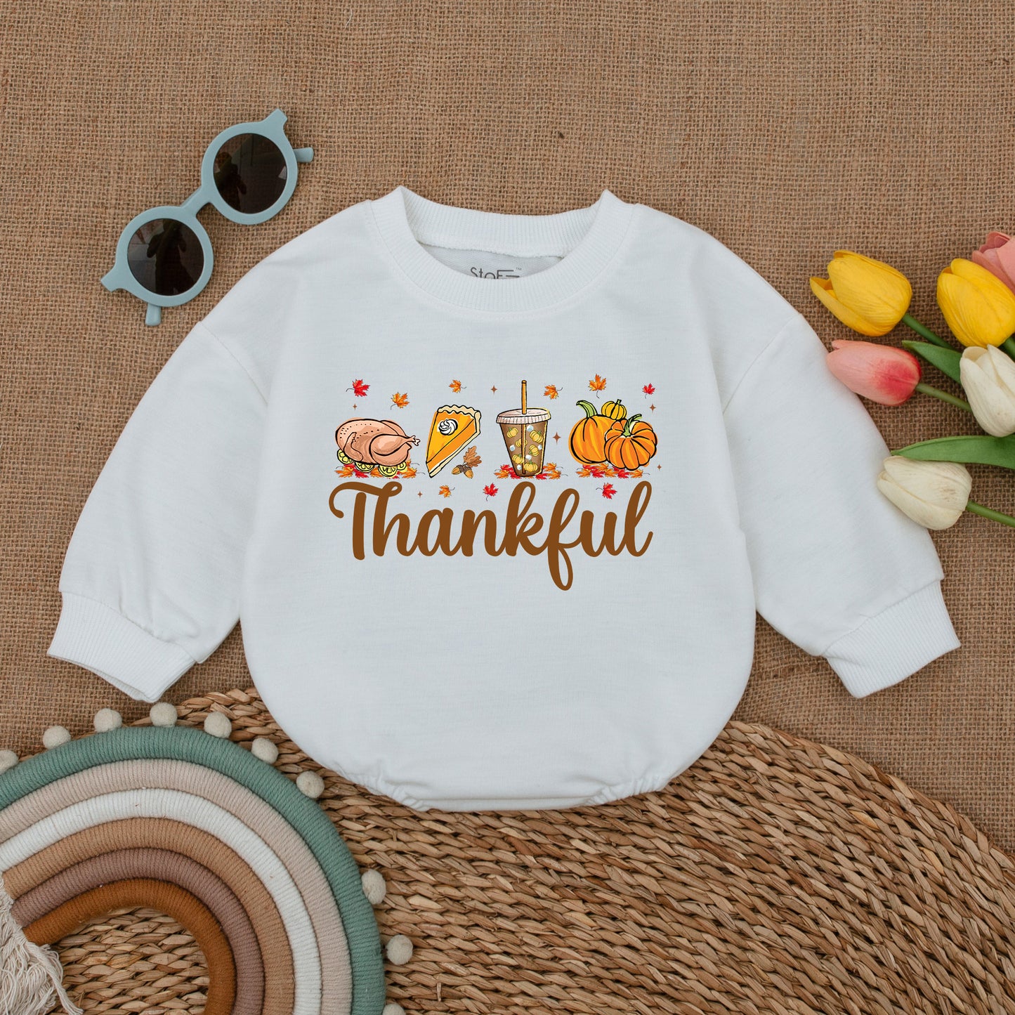 First Thanksgiving Bubble Romper, Pumpkin Newborn Fall Outfit