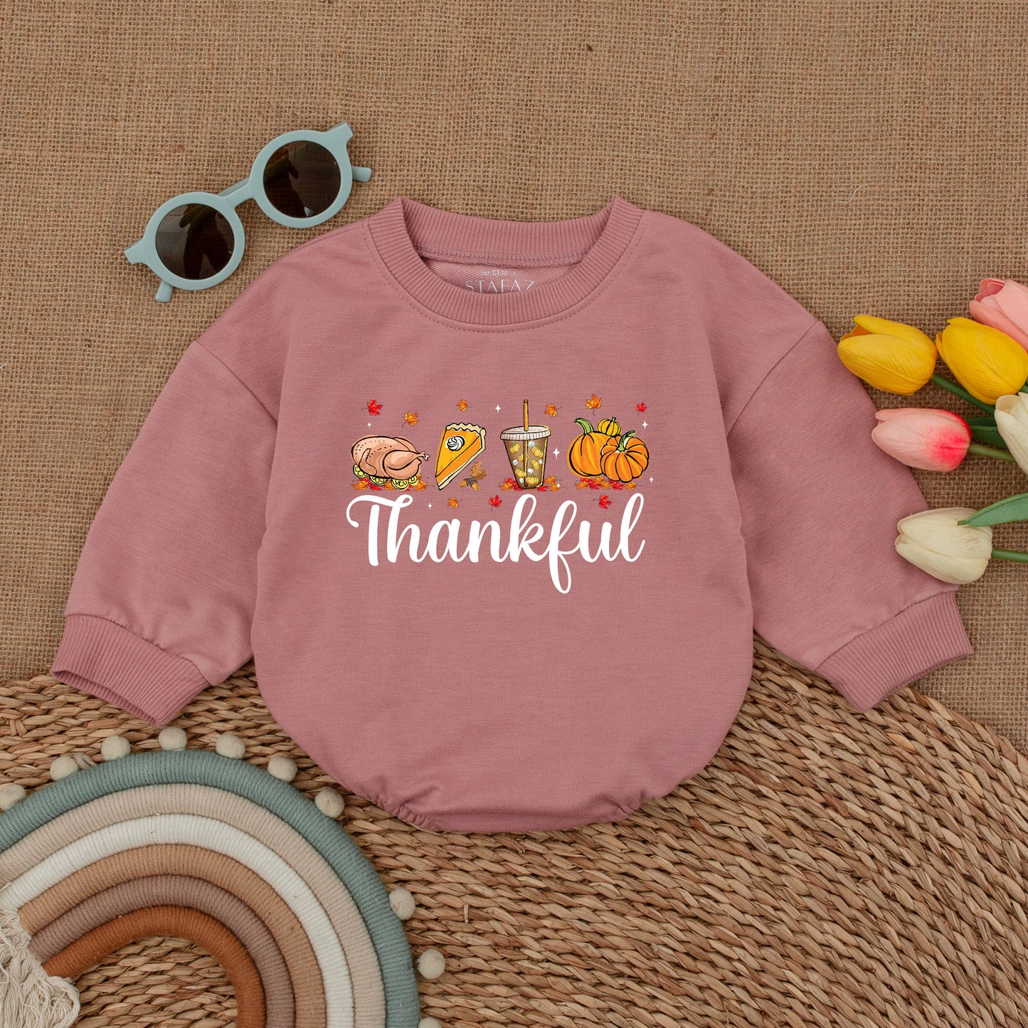 First Thanksgiving Bubble Romper, Pumpkin Newborn Fall Outfit