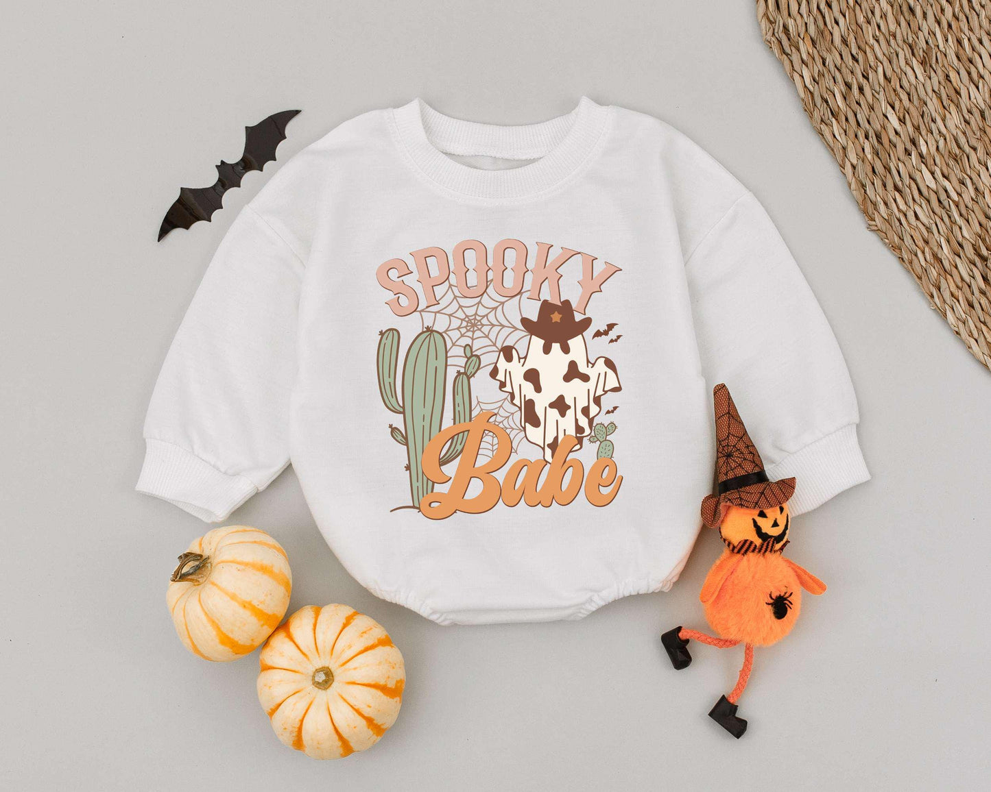 Adorable Halloween Baby Outfit: Romper & Sweatshirt for Spooky Fun