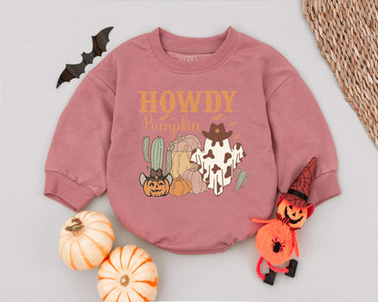 Retro Western Halloween Outfit: Baby Romper & Toddler Sweatshirt