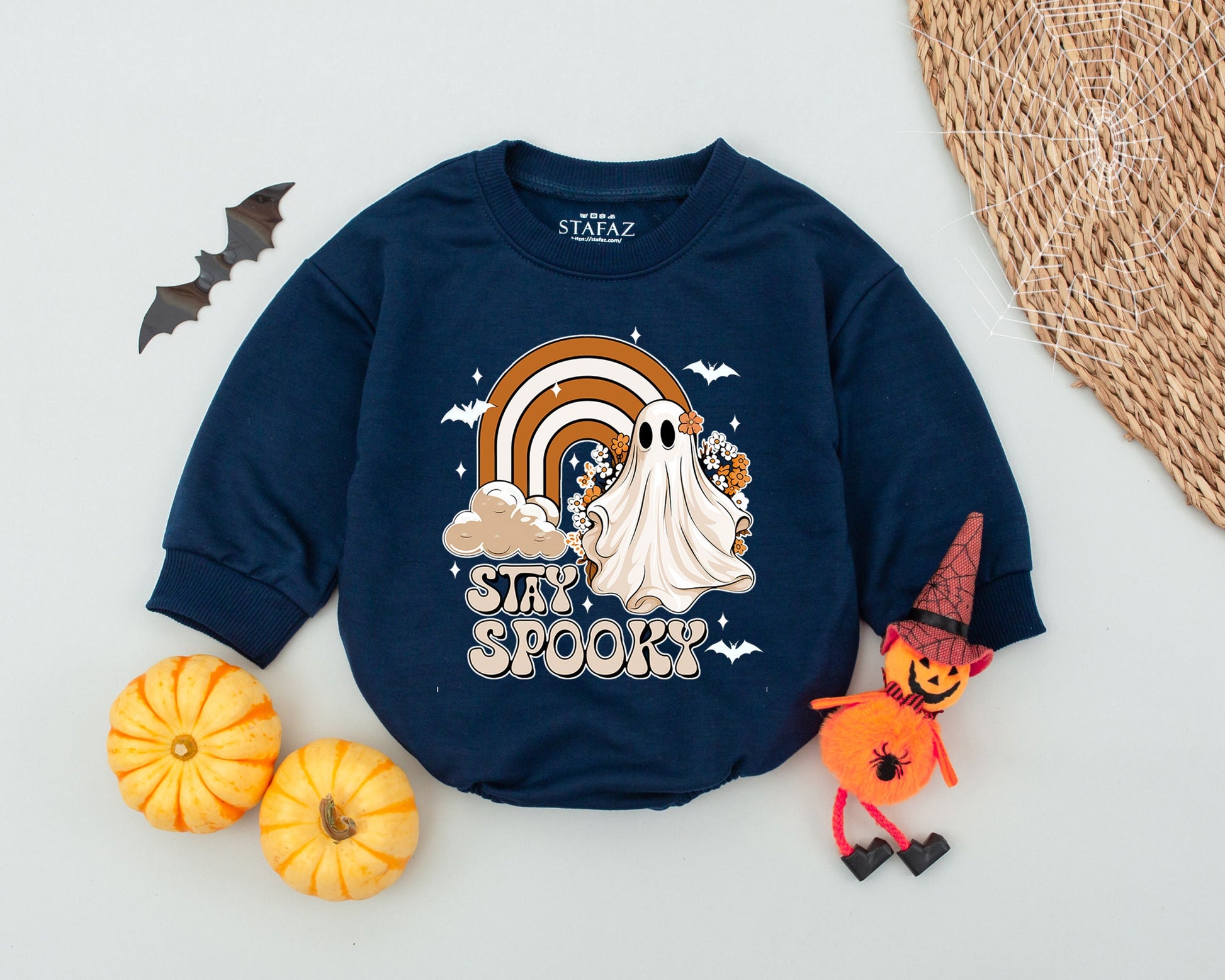 Retro Ghost Baby Romper: Spooky Vintage Halloween Outfit