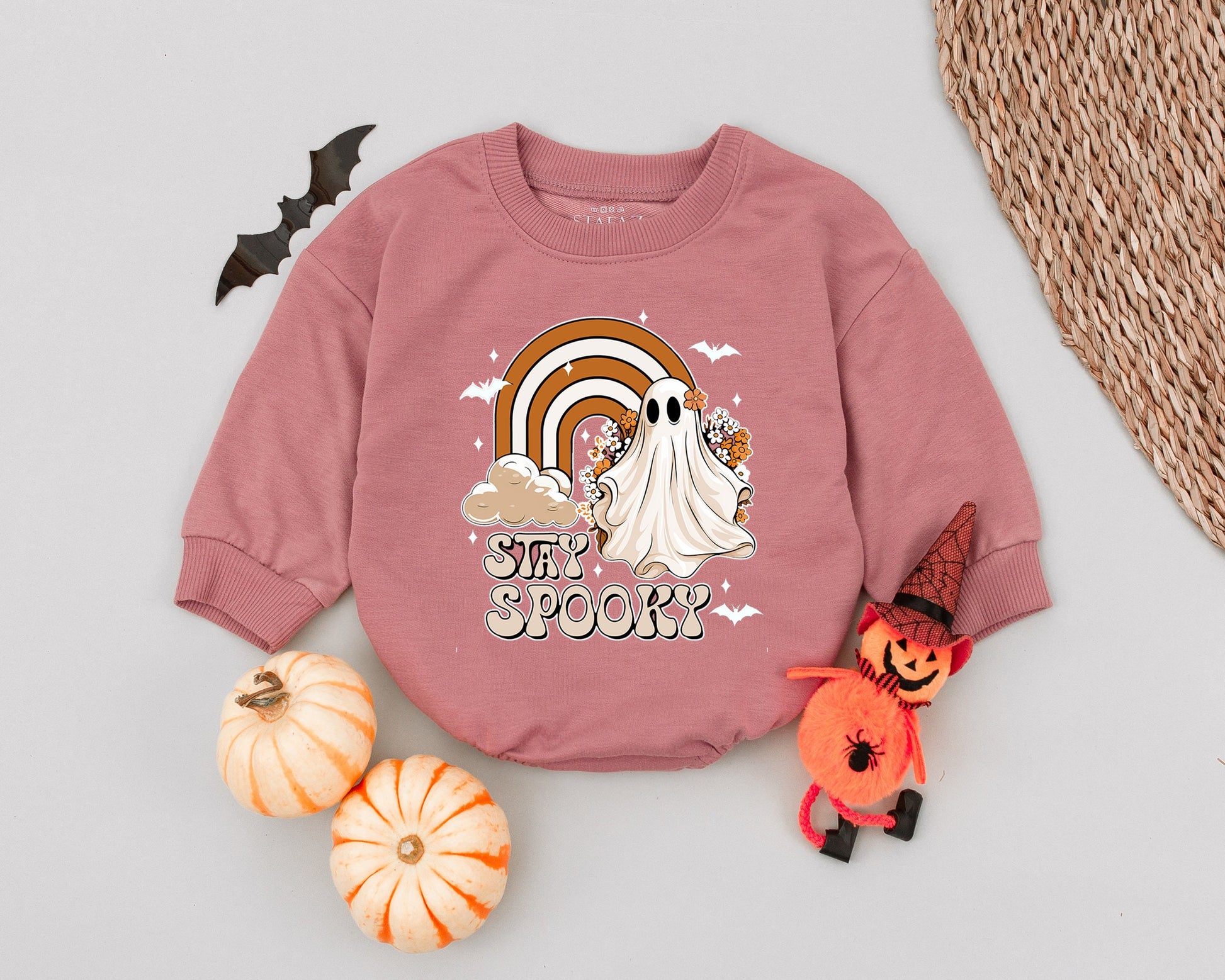 Retro Ghost Baby Romper: Spooky Vintage Halloween Outfit