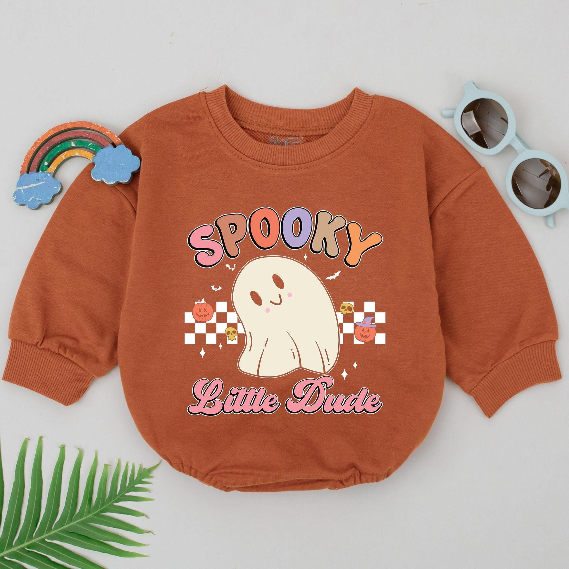 Spooky Little Dude Romper Retro Ghost Halloween Outfit Baby Shower Gift Newborn Girl First Halloween Season