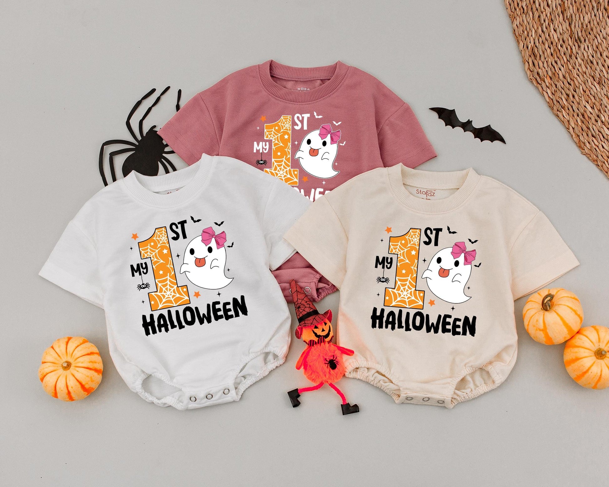 Personalized My First Halloween Outfit - Newborn Baby Girl Romper