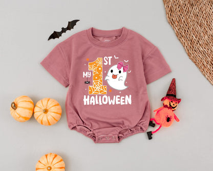 Personalized My First Halloween Outfit - Newborn Baby Girl Romper