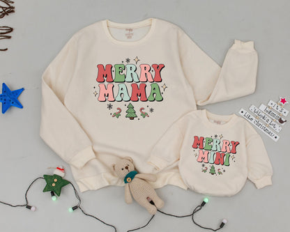 Vintage Christmas Mama & Mini Matching Family Sweatshirts Outfit Set