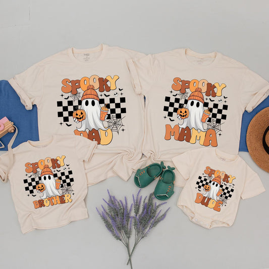 Retro Ghost Family Tees: Halloween 1st Birthday Matching Outfits