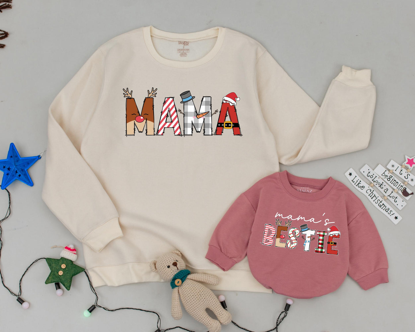 Vintage Christmas Matching Sweaters: Mama & Mini Family Outfit