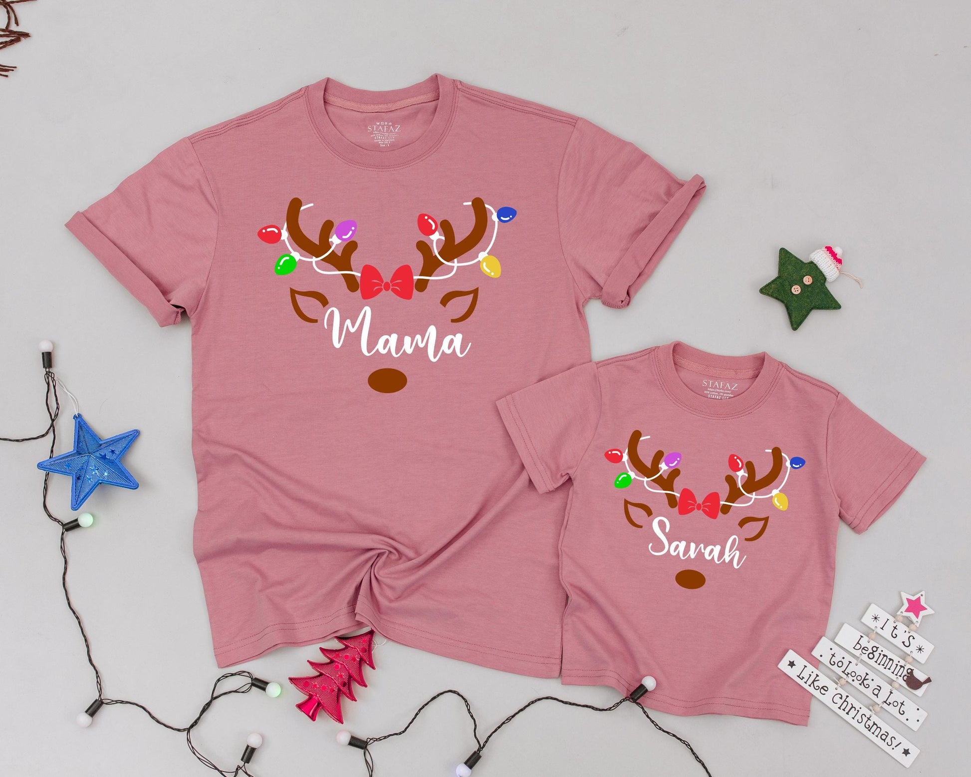 Matching Reindeer Christmas Shirts: Personalized Family Holiday Outfit