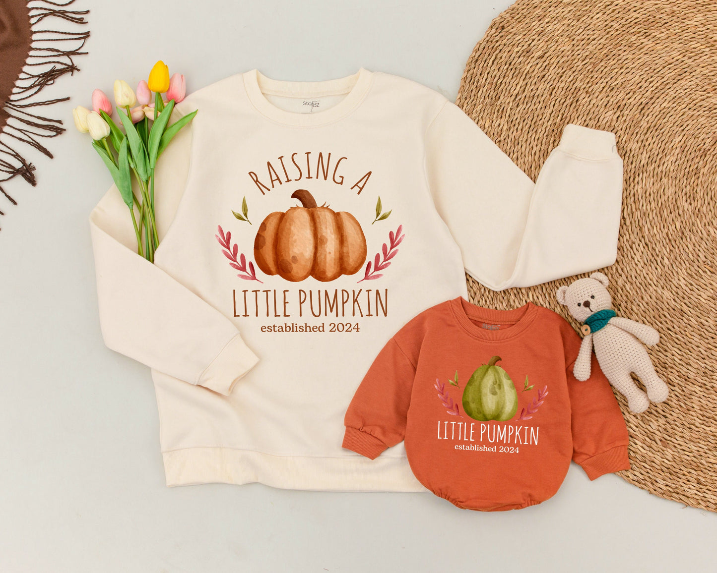 Pumpkin-Themed Family Outfits: Mama & Mini Sweaters, Rompers & More