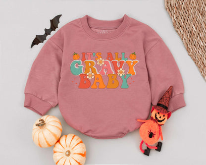 First Thanksgiving Baby Romper, Retro Toddler Outfit, Fall Clothing