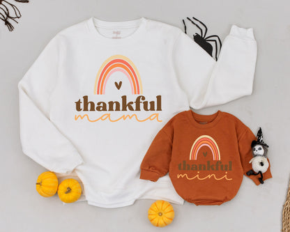 Thankful Retro Mama Mini Set: Thanksgiving Mommy & Me Sweaters