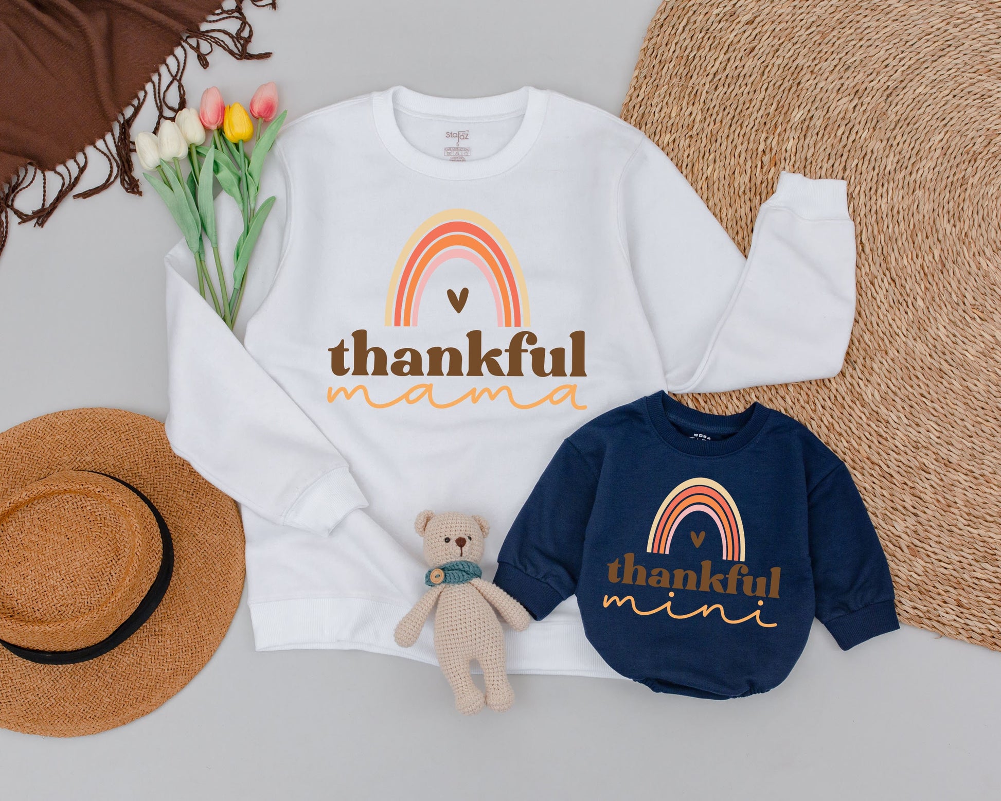 Thankful Retro Mama Mini Set: Thanksgiving Mommy & Me Sweaters