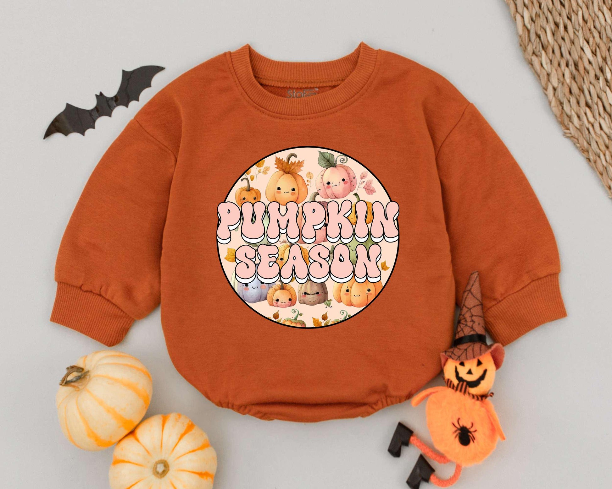 First Halloween Outfit: Pumpkin Romper, Toddler Sweatshirt Gift Set