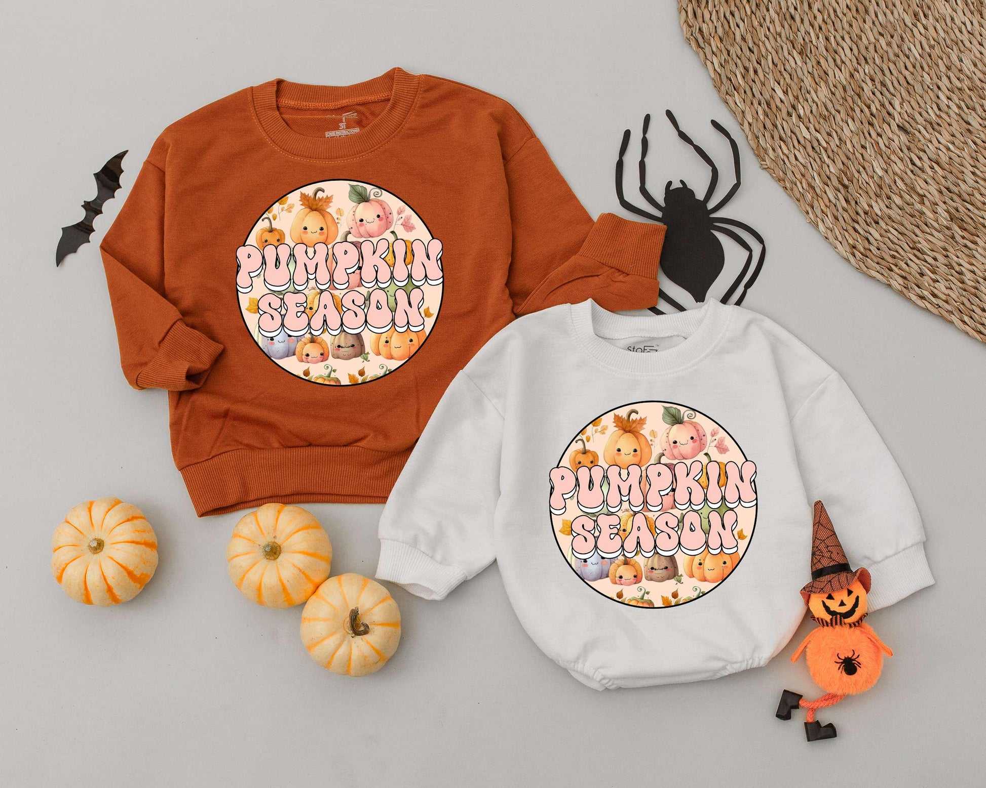 First Halloween Outfit: Pumpkin Romper, Toddler Sweatshirt Gift Set