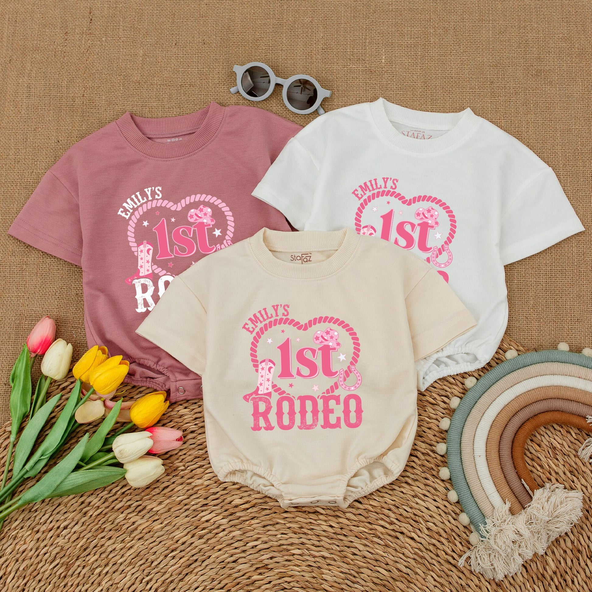 Cowgirl Rodeo Birthday Romper, Western 1st Birthday Bodysuit Outfit