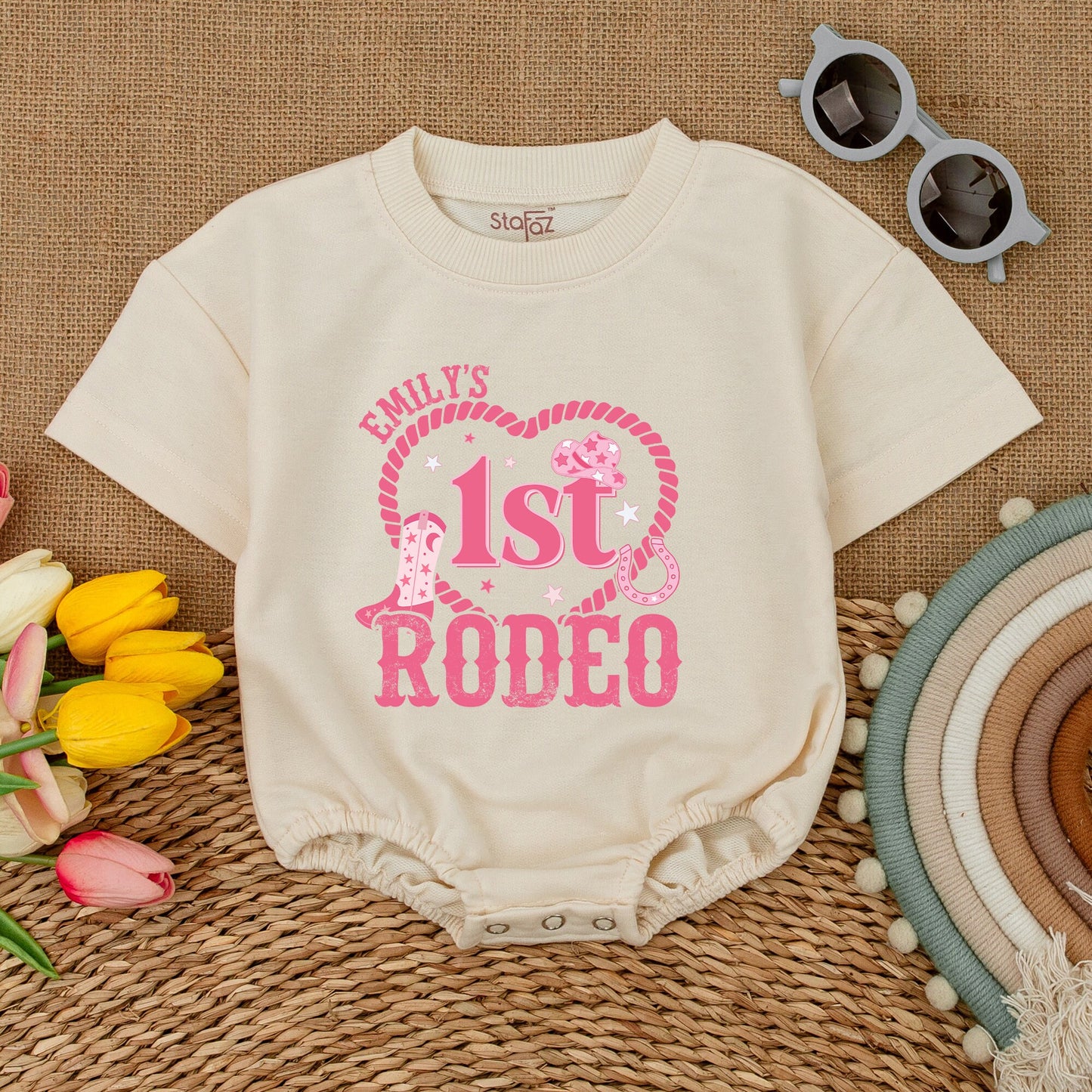 Cowgirl Rodeo Birthday Romper, Western 1st Birthday Bodysuit Outfit