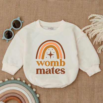 Twin Onesies, Womb Mates Twin Bodysuit - Funny & Cute Outfit for Twin Babies, Newborn Twin Boy/Girl Outfits