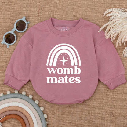 Twin Onesies, Womb Mates Twin Bodysuit - Funny & Cute Outfit for Twin Babies, Newborn Twin Boy/Girl Outfits