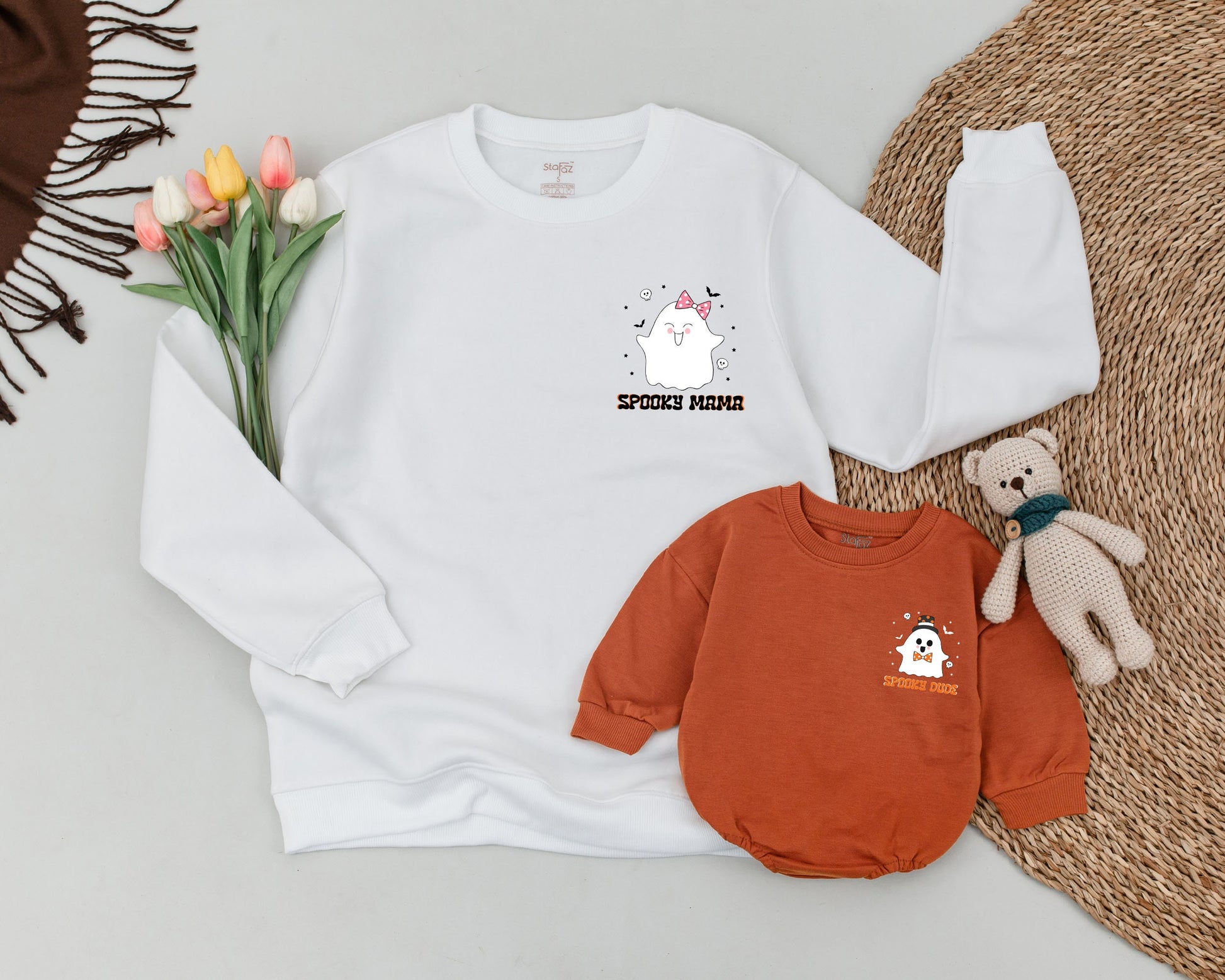 Matching Halloween Ghost Family Shirts: Baby, Mom & Personalized