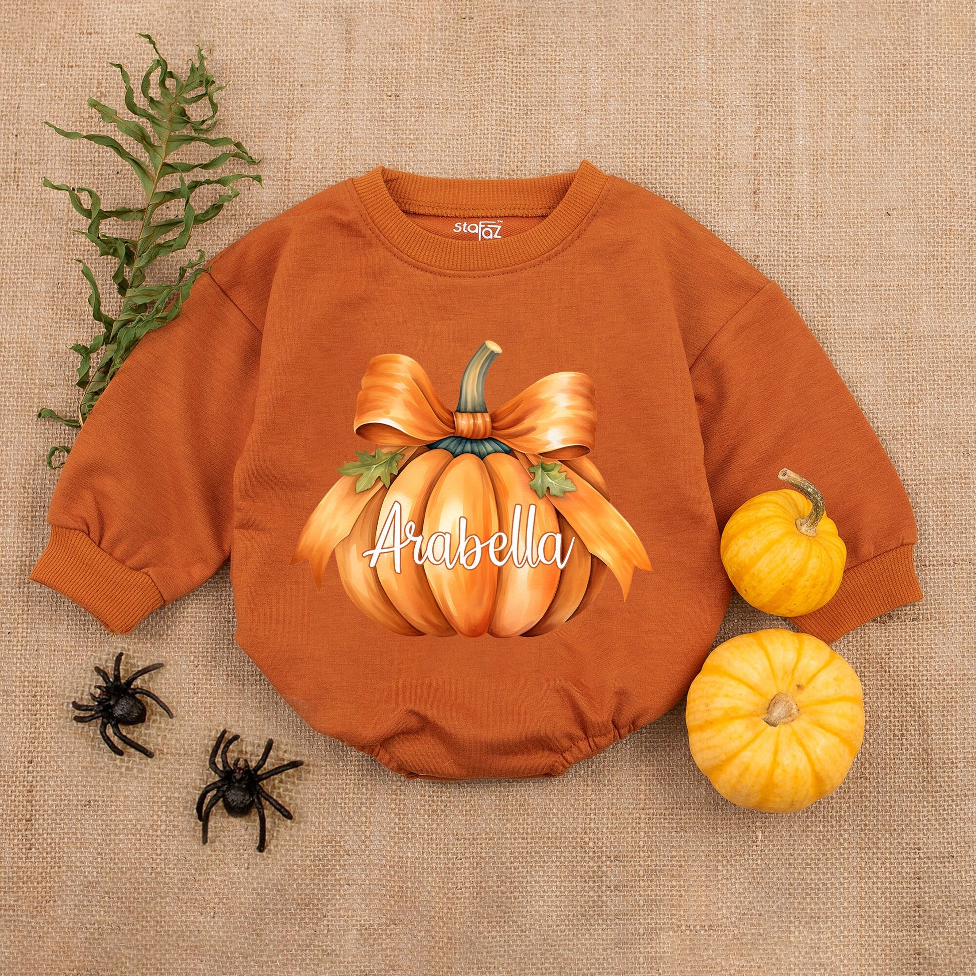 Baby's First Thanksgiving Romper with Pumpkin Bow - Festive Outfit