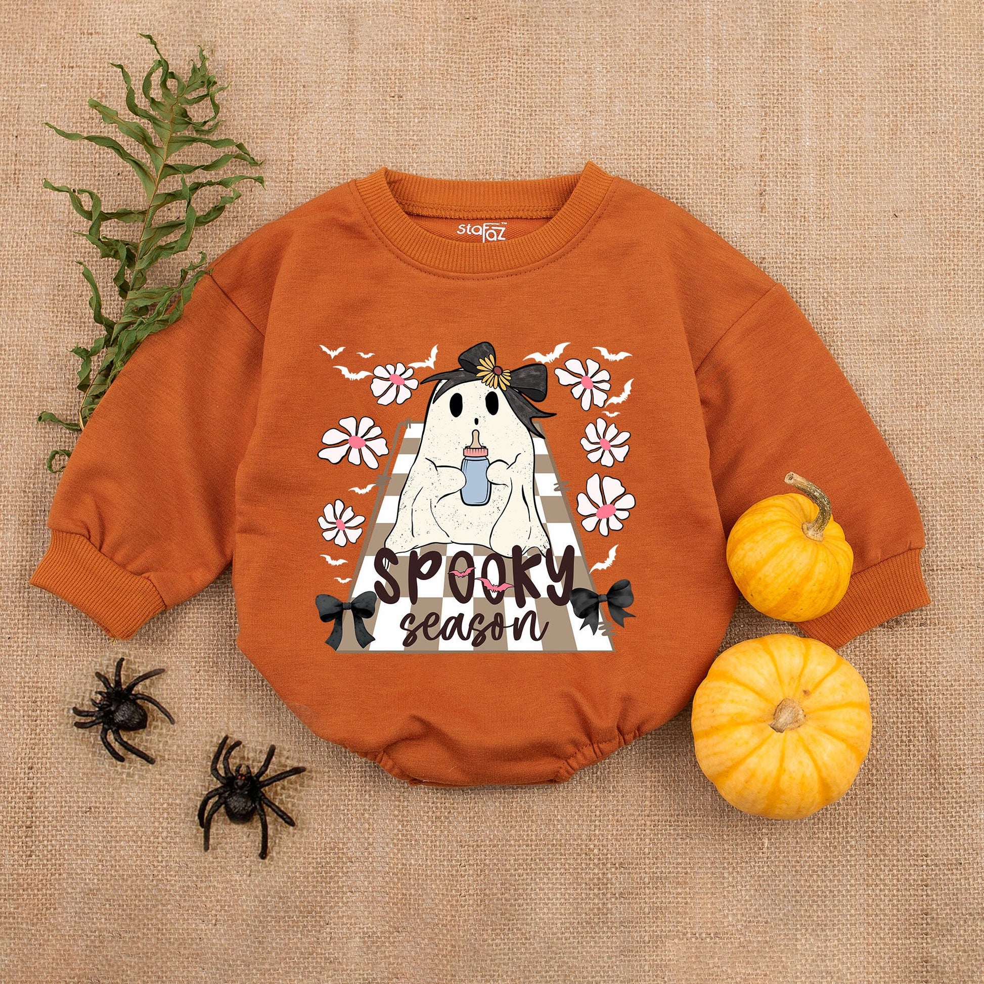 Spooky Pumpkin Romper - First Thanksgiving & Halloween Outfit