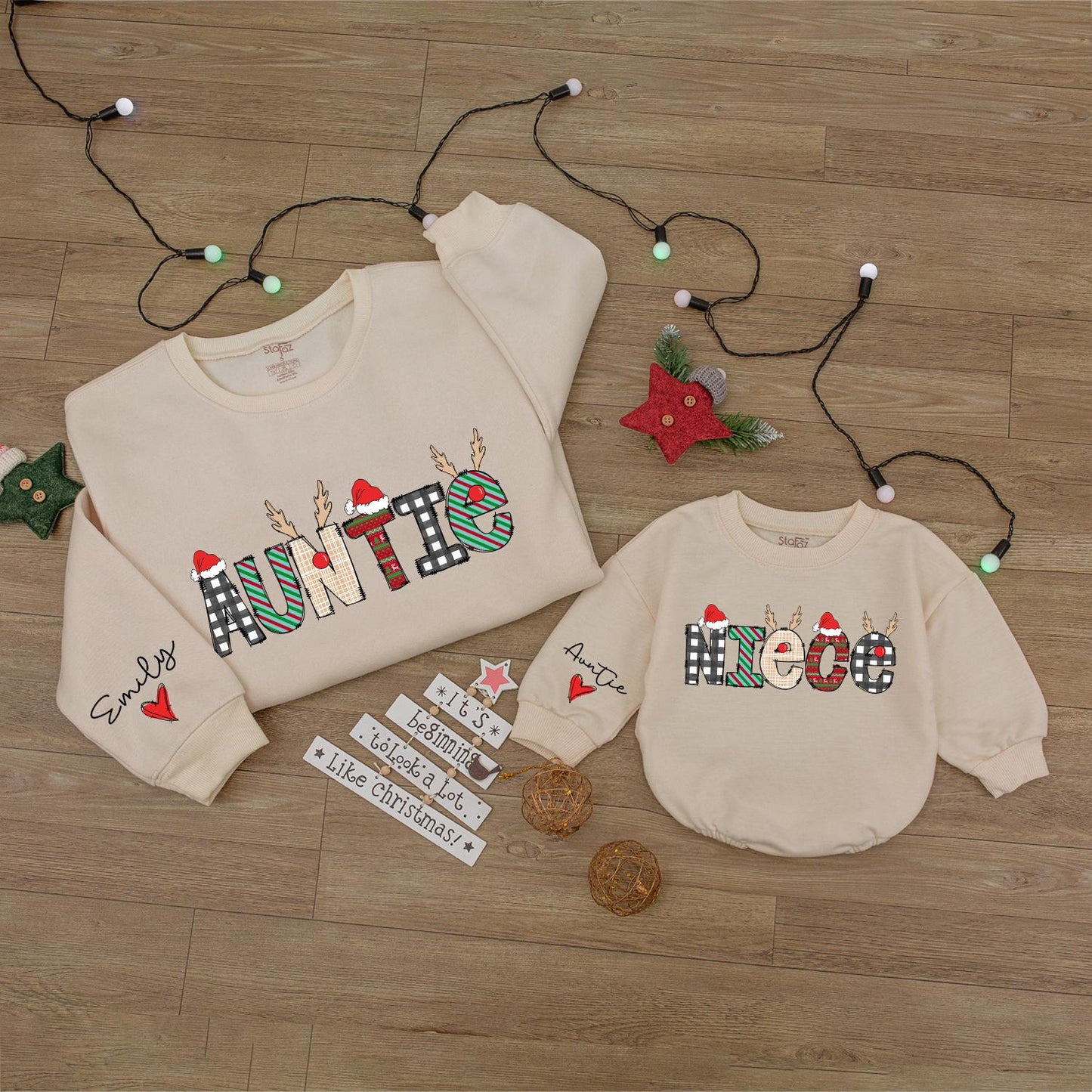 Auntie & Niece Romper, 1st Christmas Bodysuit, Matching Family Outfits