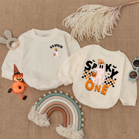 Spooky One Ghost Romper Baby Girl Halloween Outfit My First Halloween Bubble Romper Gift Baby Shower Boo Bodysuit Spooky Season