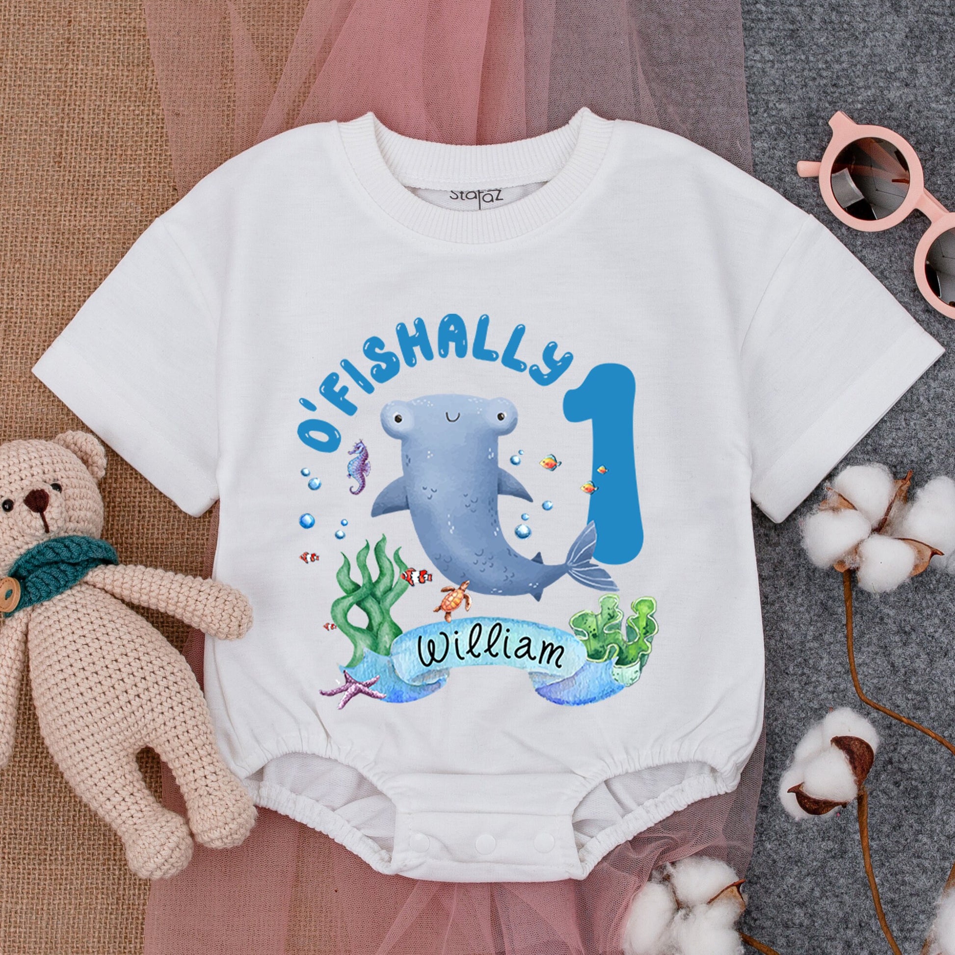 Ocean-Themed 1st Birthday Romper: Personalized Baby Party Outfit