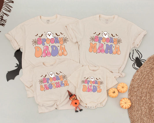 Matching Retro Halloween Shirts: Spooky Family & Baby Outfits