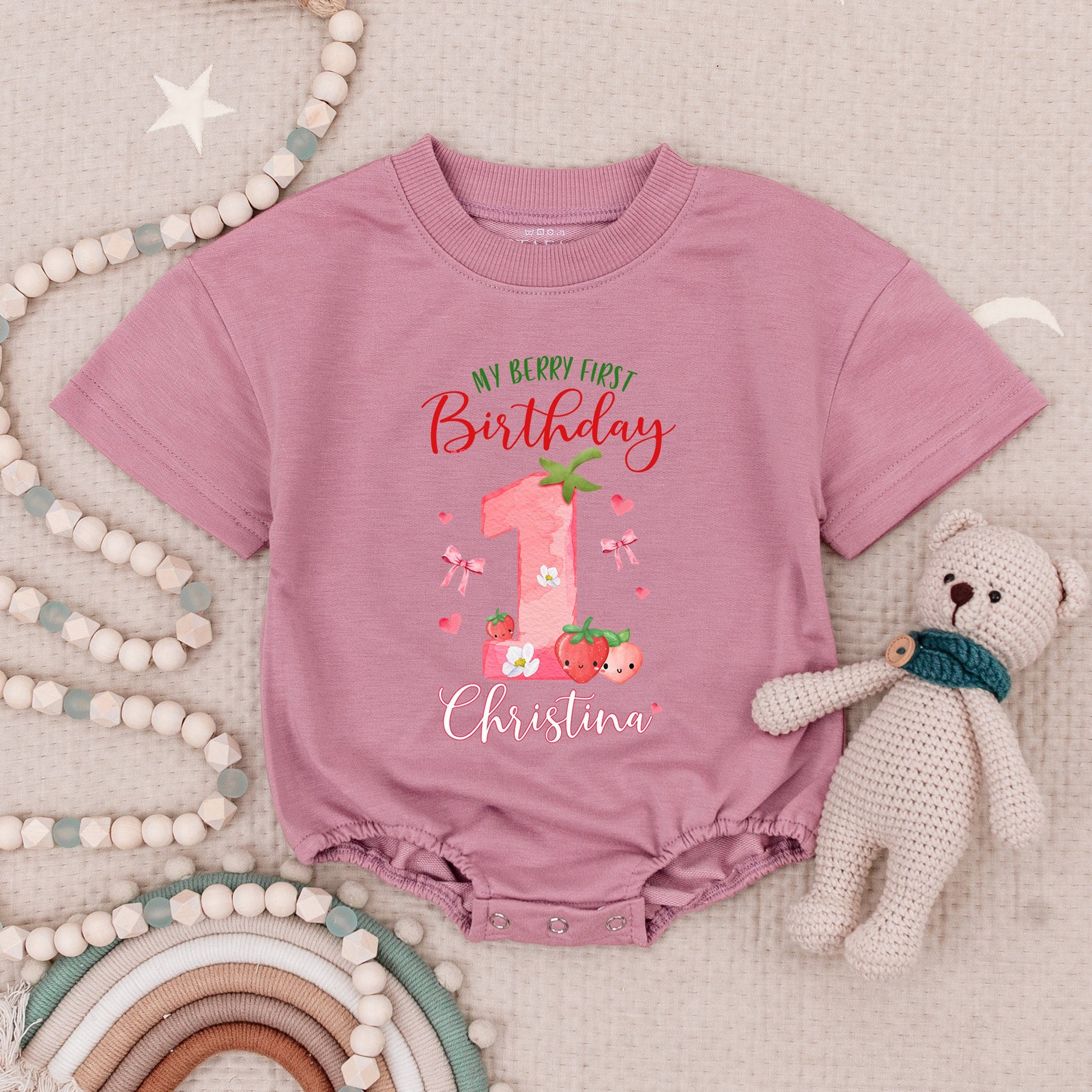 Berry Sweet 1st Birthday Romper - Personalized Baby Girl Outfit