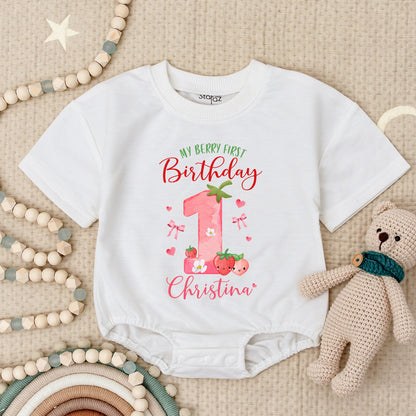 Berry Sweet 1st Birthday Romper - Personalized Baby Girl Outfit