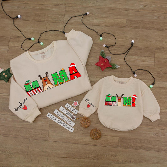 Matching Family Christmas Rompers, Personalized 1st Xmas Bodysuit