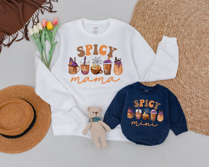 Matching Retro Halloween Sweatshirts, Mama and Mini Spooky Outfits