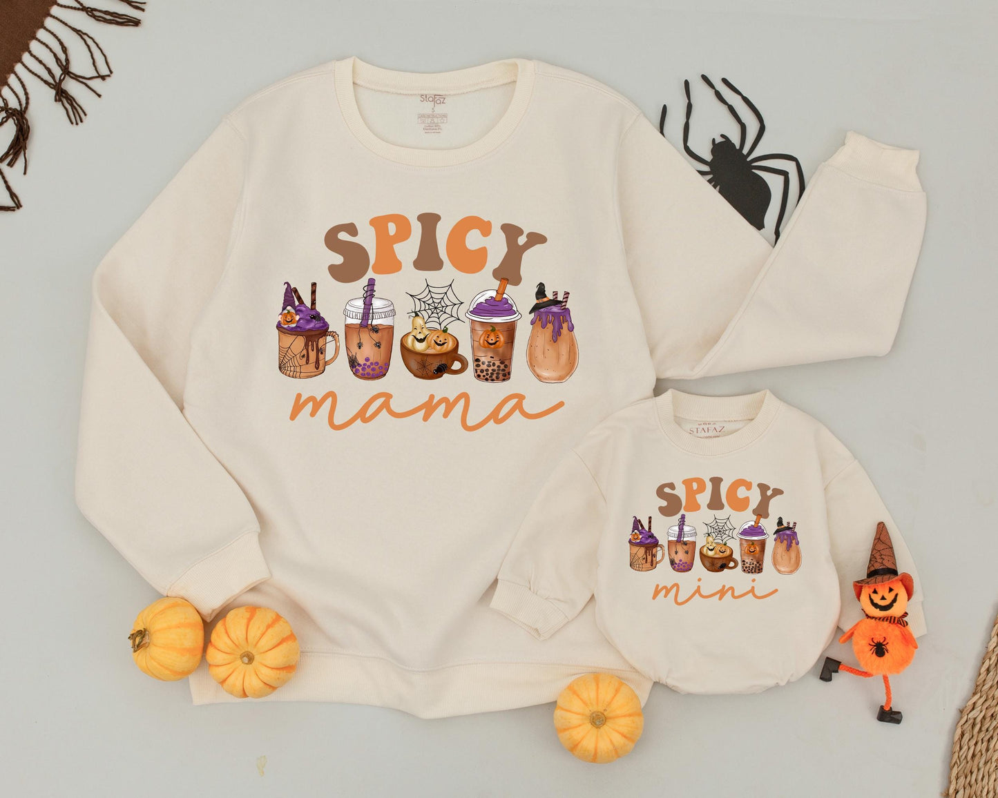 Matching Retro Halloween Sweatshirts, Mama and Mini Spooky Outfits