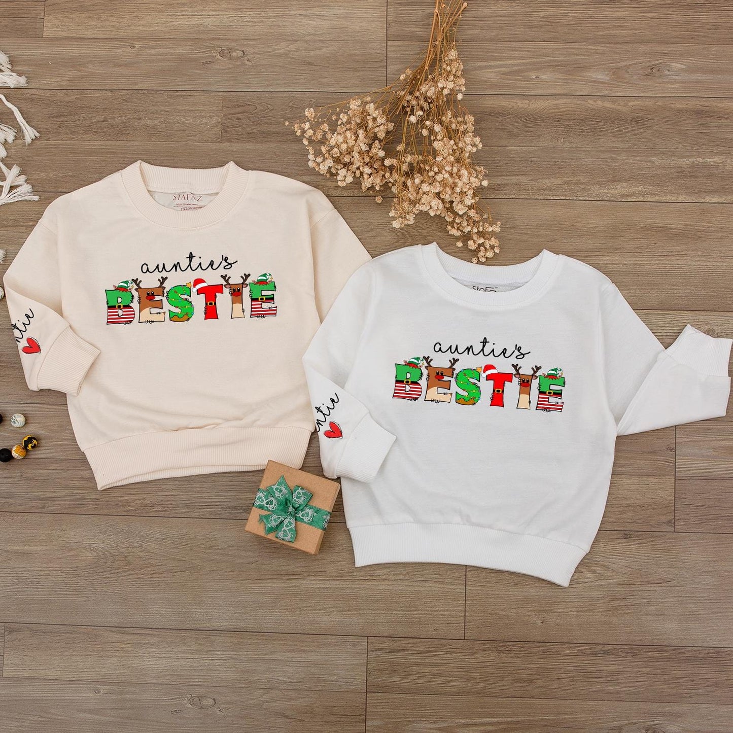 Matching Auntie & Niece Christmas Sweatshirt, Custom Baby Romper