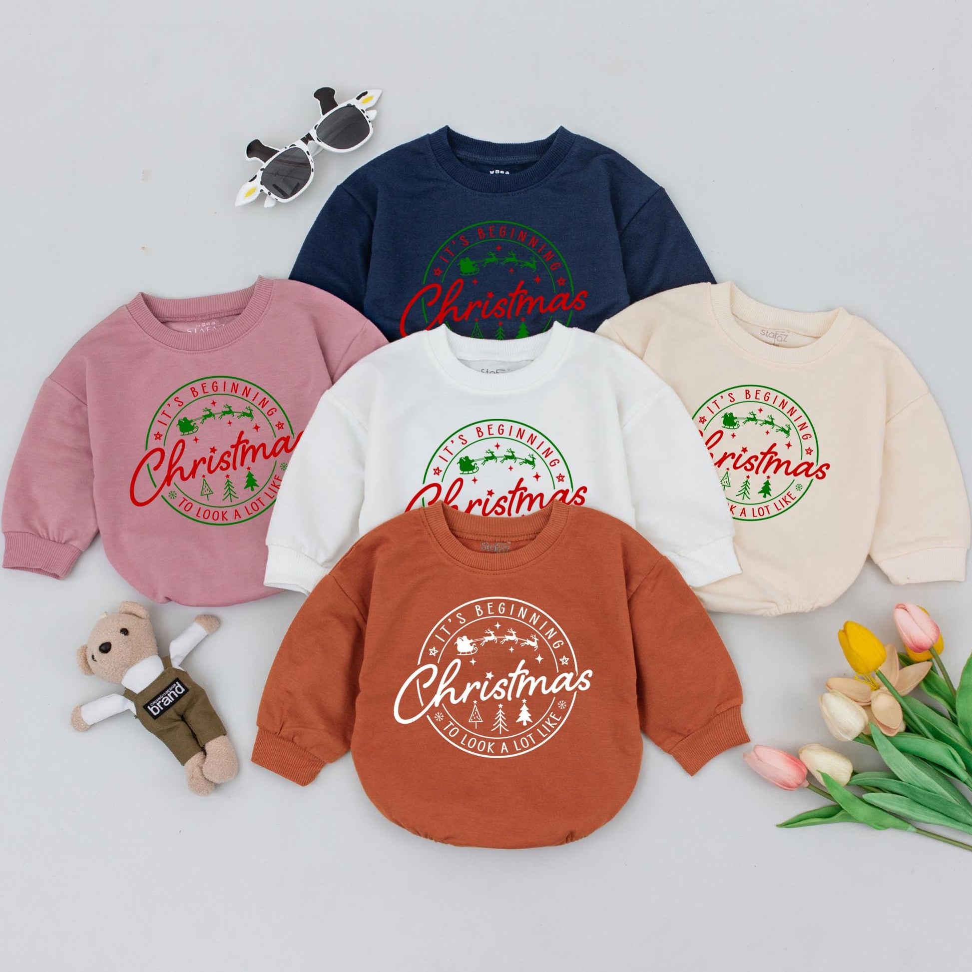 Festive Baby Bubble Romper & Sweatshirt Set for 1st Christmas Joy