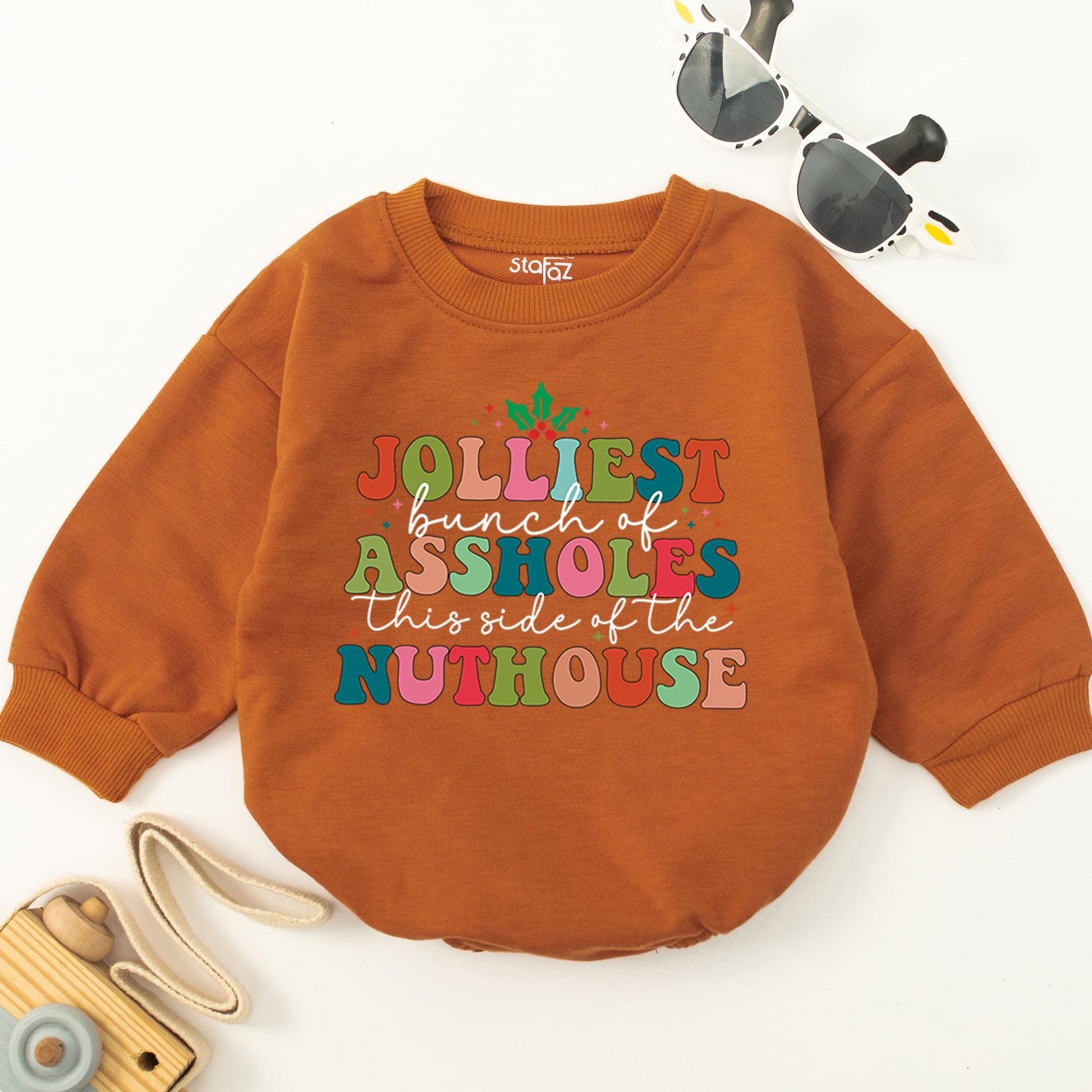 Festive Funny Baby Romper – 1st Xmas Gift, Trendy Christmas Outfit  