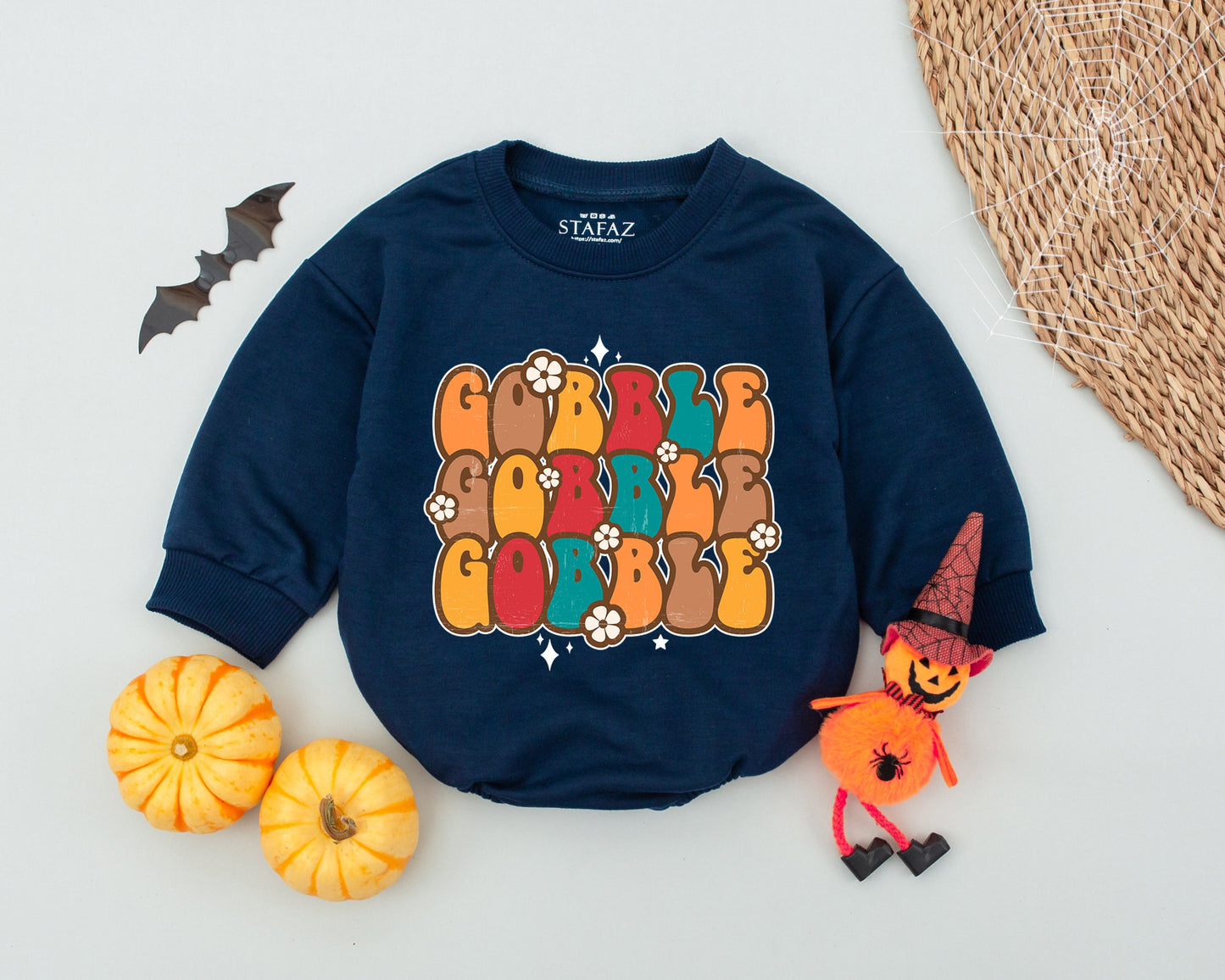 Retro Thanksgiving Baby Romper: Cute First Turkey Day Outfit