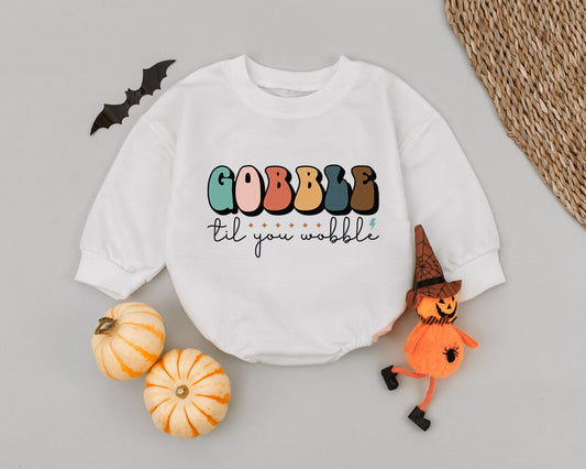 Gobble til You Wobble Baby Romper Vintage Thanksgiving Outfit First Thanksgiving Toddler Clothes Newborn Fall Baby Clothes Unique