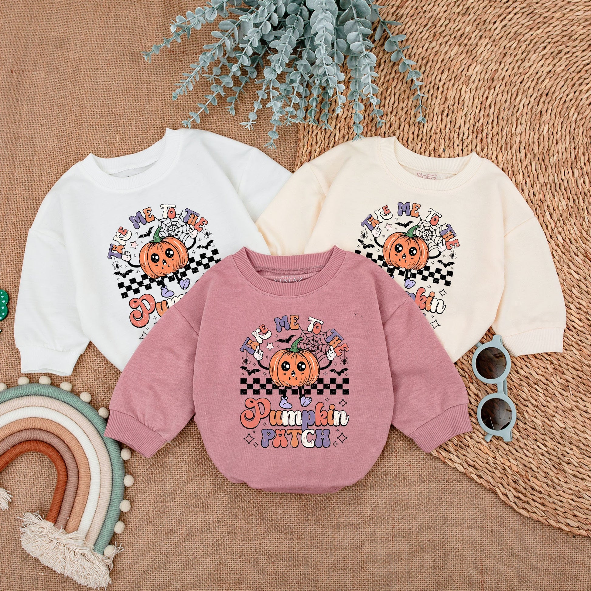 Take Me to the Pumpkin Patch Romper Cute Orange Purple Pink Halloween Baby Girl Outfit First Thanksgiving Newborn Clothes Fall Shower