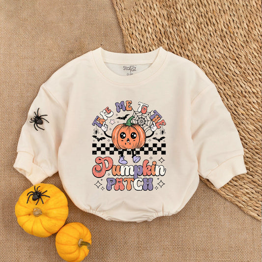 Take Me to the Pumpkin Patch Romper Cute Orange Purple Pink Halloween Baby Girl Outfit First Thanksgiving Newborn Clothes Fall Shower