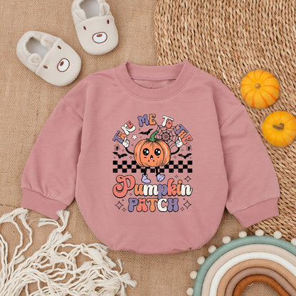 Take Me to the Pumpkin Patch Romper Cute Orange Purple Pink Halloween Baby Girl Outfit First Thanksgiving Newborn Clothes Fall Shower