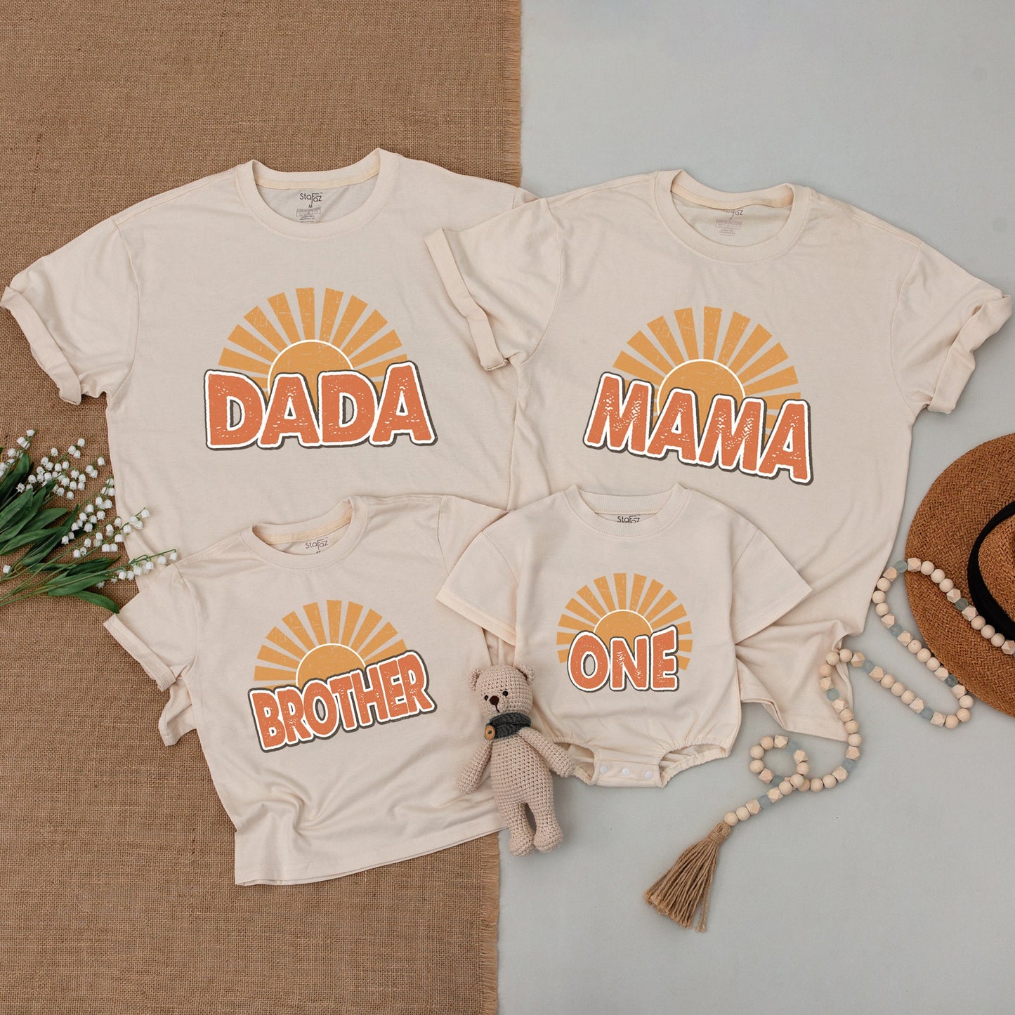 Groovy Sun Birthday Outfit, Matching Family Tees, Mommy & Me Sets