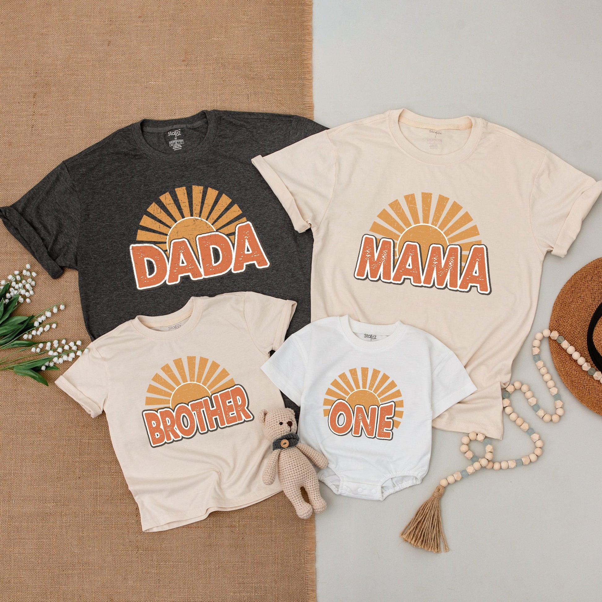 Groovy Sun Birthday Outfit, Matching Family Tees, Mommy & Me Sets