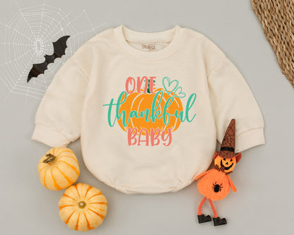 Pumpkin Romper: First Thanksgiving Outfit, Autumn Baby Clothes