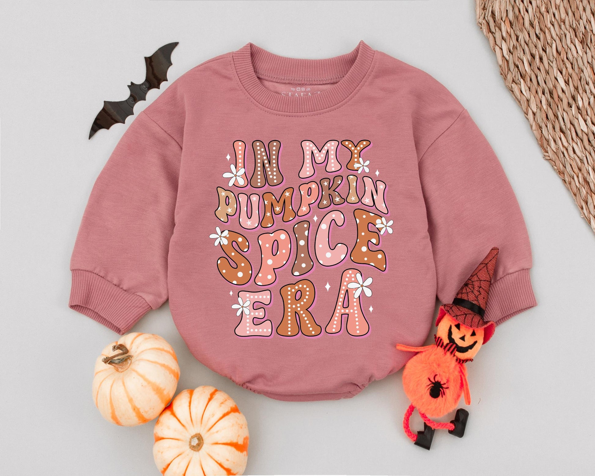 Pumpkin Spice Baby Romper & Retro Toddler Outfit - Halloween & Fall