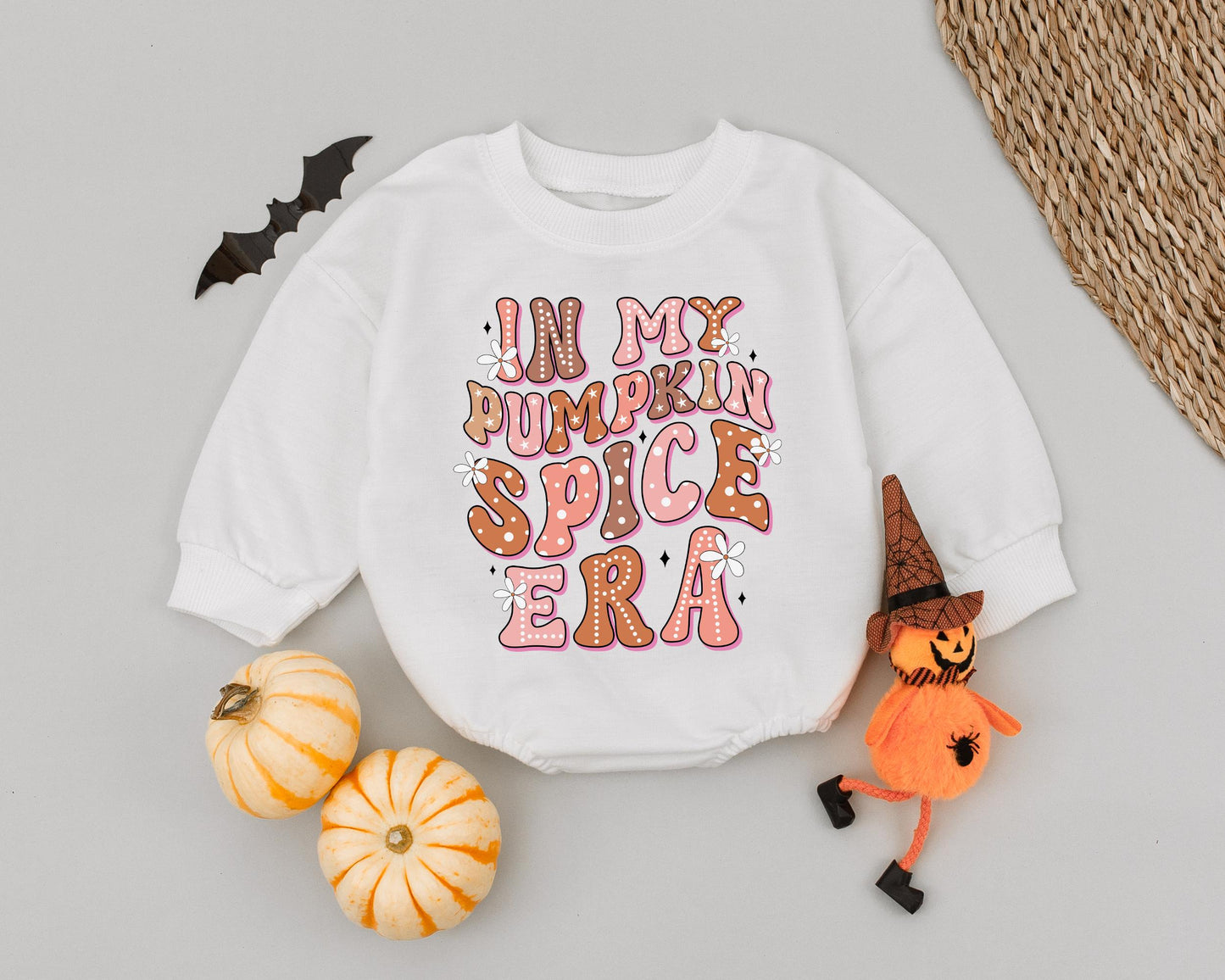 Pumpkin Spice Baby Romper & Retro Toddler Outfit - Halloween & Fall