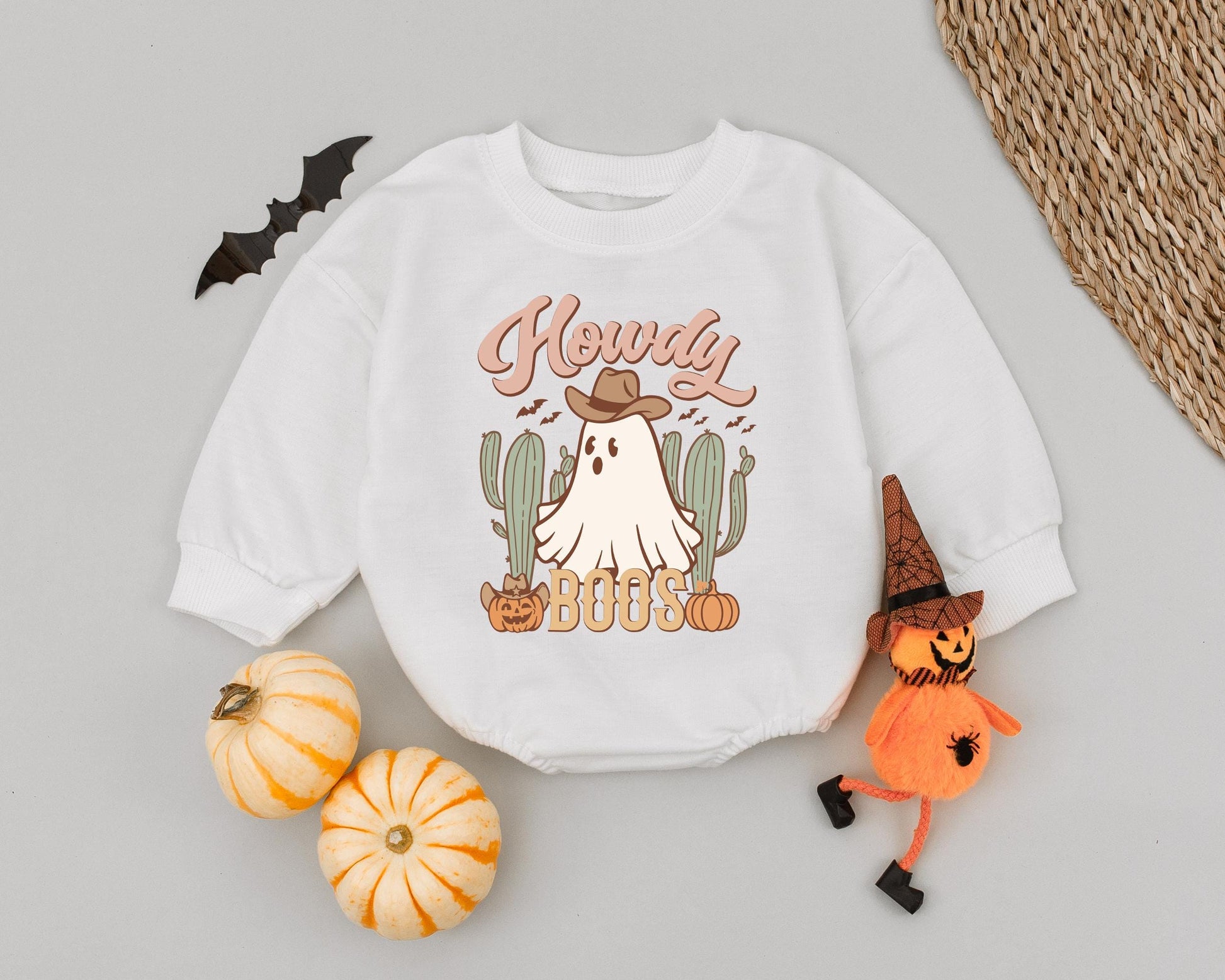 Retro Western Ghost Halloween Baby Romper - Cute Newborn Gift