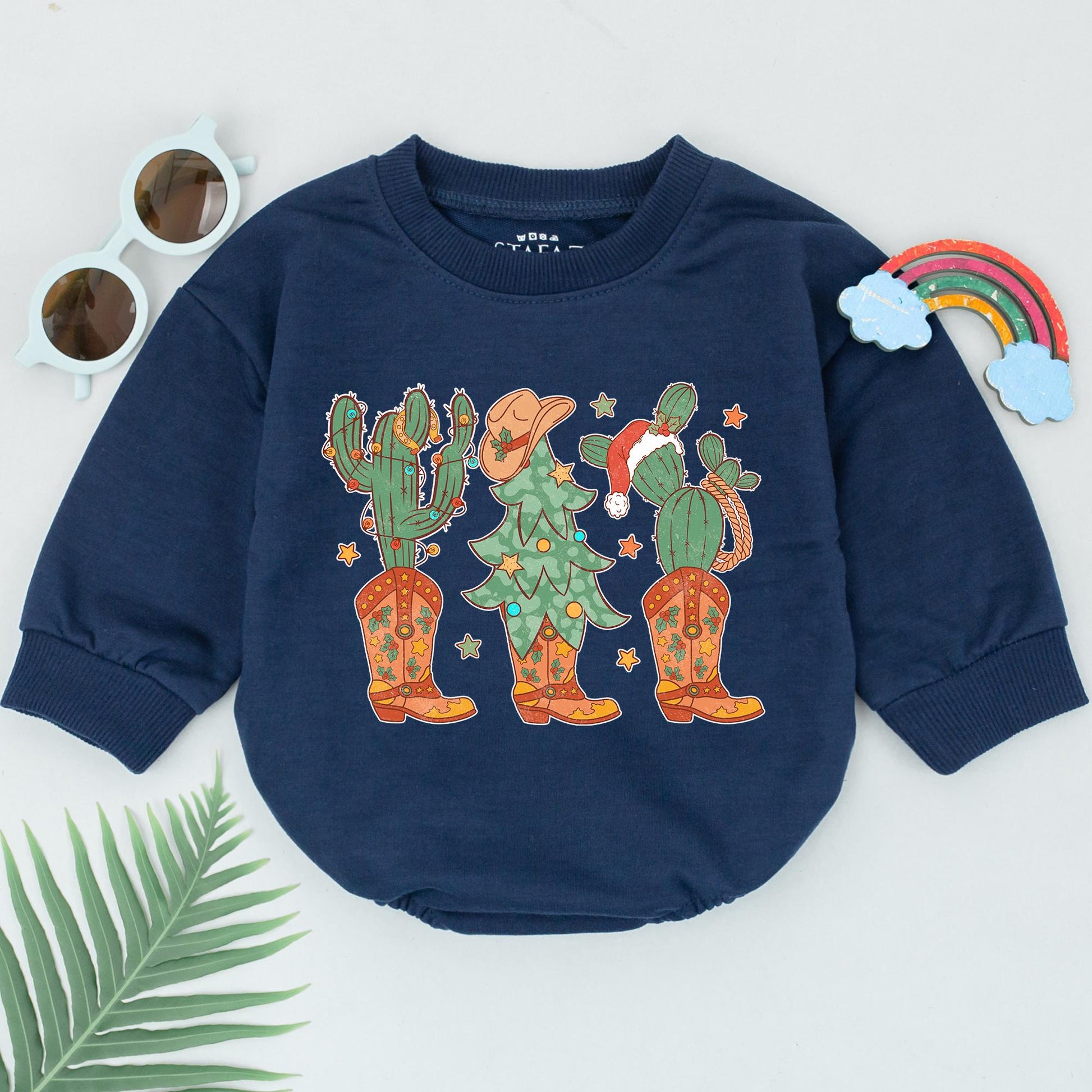 Cowgirl Christmas Boots Romper, Baby's First Xmas Outfit, Newborn Gift